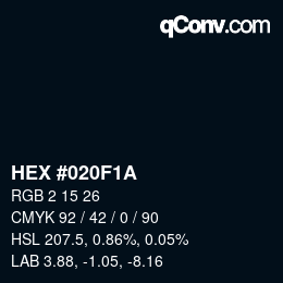 Color code: HEX #020F1A | qconv.com