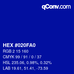 Código de color: HEX #020FA0 | qconv.com