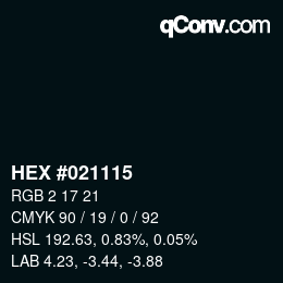 Color code: HEX #021115 | qconv.com