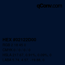 Color code: HEX #02122D00 | qconv.com
