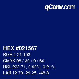カラーコード: HEX #021567 | qconv.com