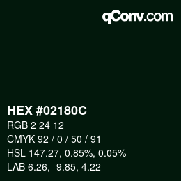 颜色代码: HEX #02180C | qconv.com