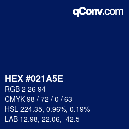 Code couleur: HEX #021A5E | qconv.com