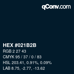 Color code: HEX #021B2B | qconv.com