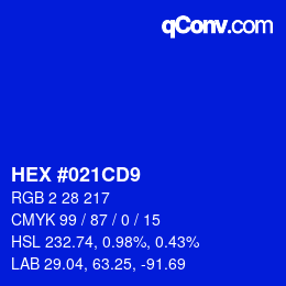 Color code: HEX #021CD9 | qconv.com