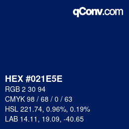 カラーコード: HEX #021E5E | qconv.com