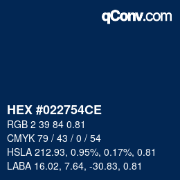 Farbcode: HEX #022754CE | qconv.com