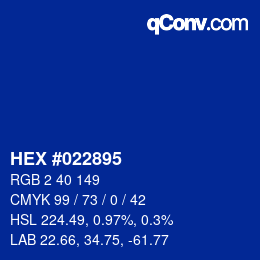 カラーコード: HEX #022895 | qconv.com