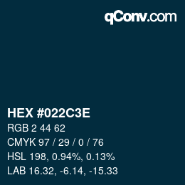 Color code: HEX #022C3E | qconv.com