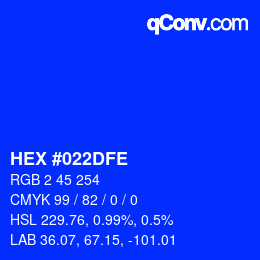 Color code: HEX #022DFE | qconv.com
