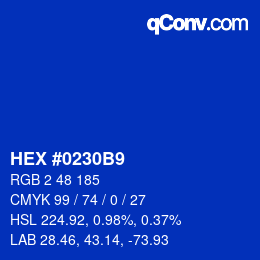 Color code: HEX #0230B9 | qconv.com