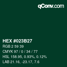 Color code: HEX #023B27 | qconv.com