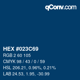 Color code: HEX #023C69 | qconv.com