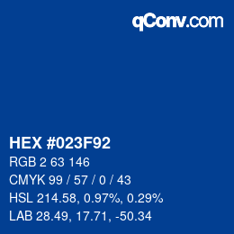 Color code: HEX #023F92 | qconv.com