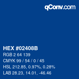 Color code: HEX #02408B | qconv.com