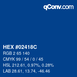 Color code: HEX #02418C | qconv.com
