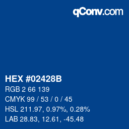 Color code: HEX #02428B | qconv.com