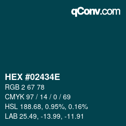 Color code: HEX #02434E | qconv.com