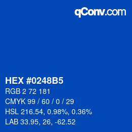 カラーコード: HEX #0248B5 | qconv.com