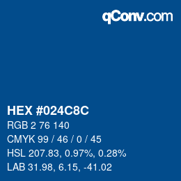 Color code: HEX #024C8C | qconv.com