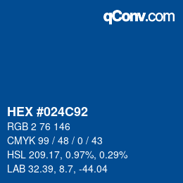 Color code: HEX #024C92 | qconv.com