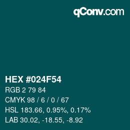 Color code: HEX #024F54 | qconv.com