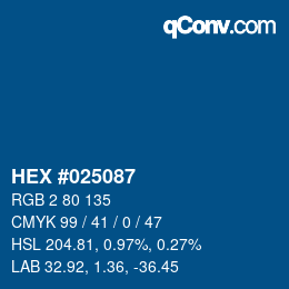 Color code: HEX #025087 | qconv.com