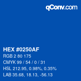 Color code: HEX #0250AF | qconv.com