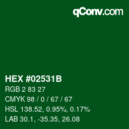 Color code: HEX #02531B | qconv.com