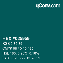 Color code: HEX #025959 | qconv.com