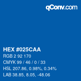 Color code: HEX #025CAA | qconv.com