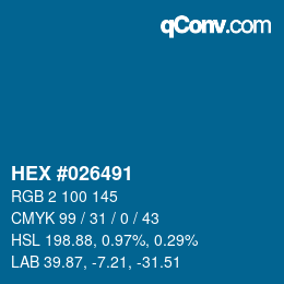Color code: HEX #026491 | qconv.com