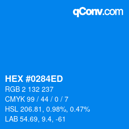 颜色代码: HEX #0284ED | qconv.com