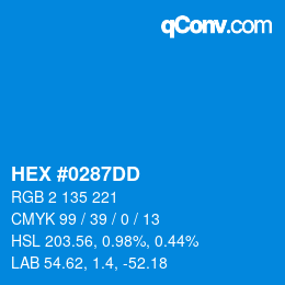 Color code: HEX #0287DD | qconv.com