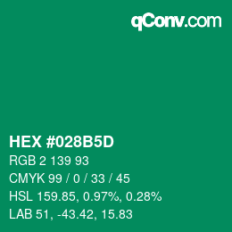 カラーコード: HEX #028B5D | qconv.com