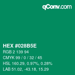 Farbcode: HEX #028B5E | qconv.com
