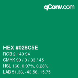 Color code: HEX #028C5E | qconv.com