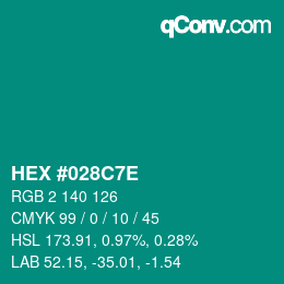 Color code: HEX #028C7E | qconv.com