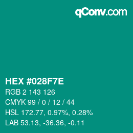 Color code: HEX #028F7E | qconv.com