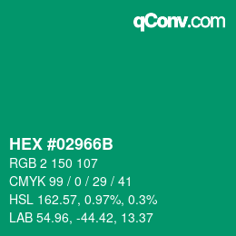 Color code: HEX #02966B | qconv.com
