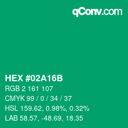 Color code: HEX #02A16B | qconv.com