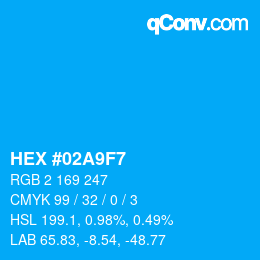 Color code: HEX #02A9F7 | qconv.com