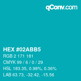 カラーコード: HEX #02ABB5 | qconv.com