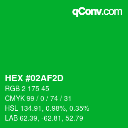 カラーコード: HEX #02AF2D | qconv.com