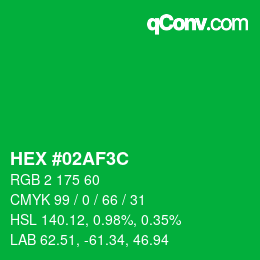 Color code: HEX #02AF3C | qconv.com