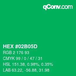Farbcode: HEX #02B05D | qconv.com