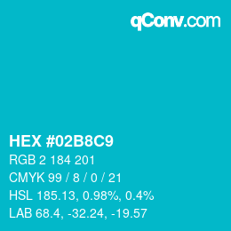 Color code: HEX #02B8C9 | qconv.com