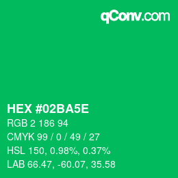 Code couleur: HEX #02BA5E | qconv.com