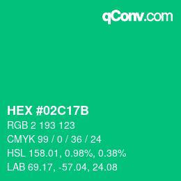 Color code: HEX #02C17B | qconv.com