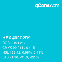 Color code: HEX #02C2D9 | qconv.com